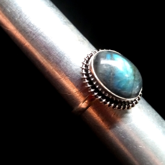 103 NWT Labradorite gemstone crystal 925 silver ring size 9.5 free shipping sale - Picture 3 of 6